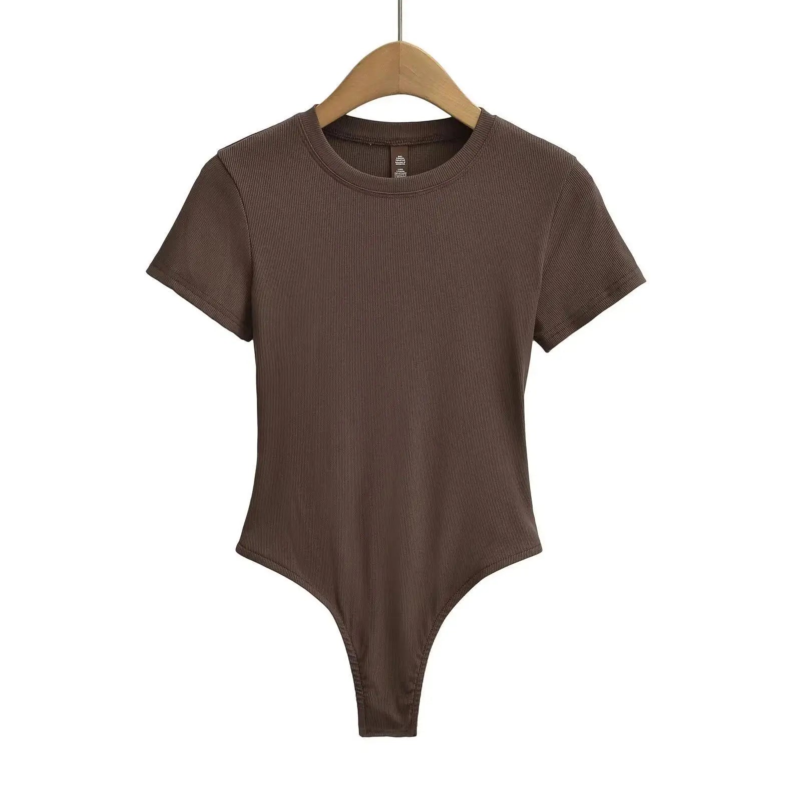 Stretchable Knit Bodysuit - Short Sleeve O-Neck Summer Basic (14 Colors)