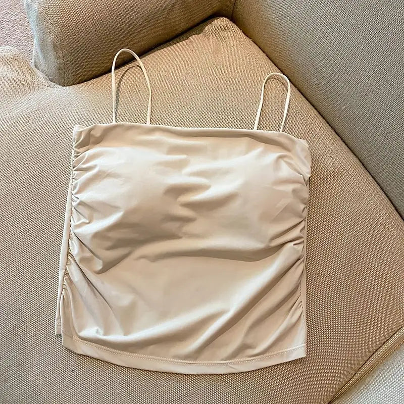 Ice Silk Padded Camisole - Stylish Backless Summer Top for Women