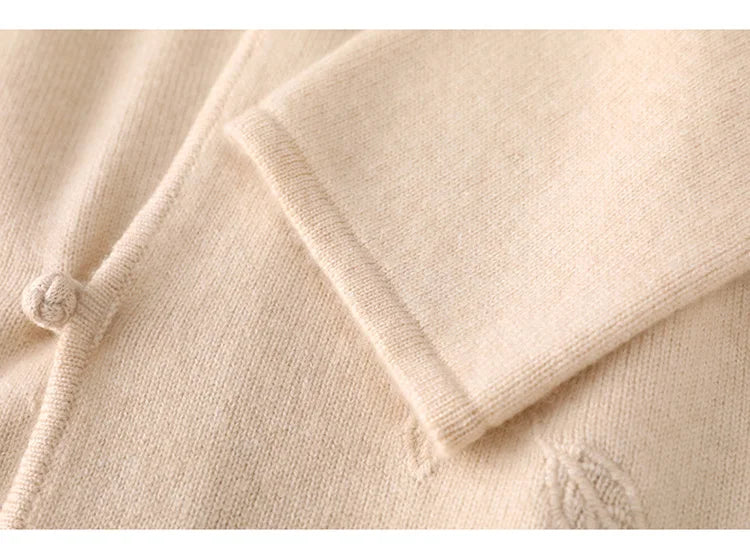 100% Merino Wool Embroidered Cardigan - Floral V-Neck, Autumn/Winter 2024