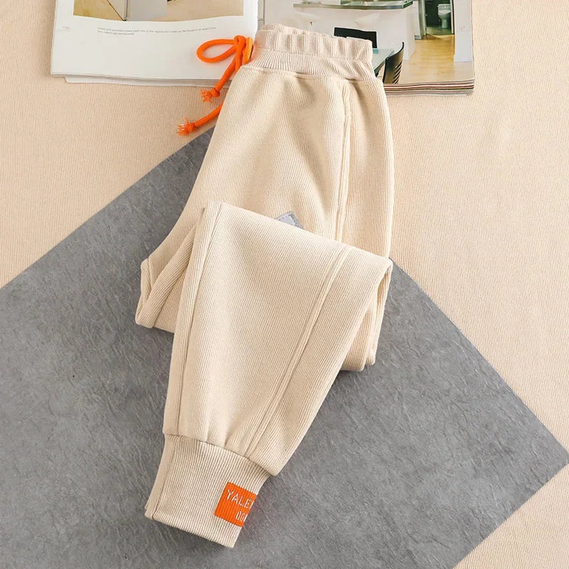 Oversized Gray Sweatpants - Baggy Winter Thick Joggers for Women, Streetwear Sports Trousers