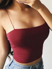 Summer Slim Fit Crop Top - Sleeveless Camisole with Spaghetti Straps