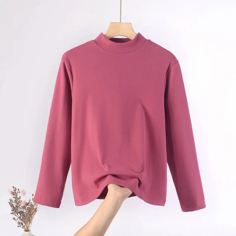 Plus Size Mock Neck T-Shirt - Long Sleeve, Warm Autumn/Winter Base Layer (XL-8XL)