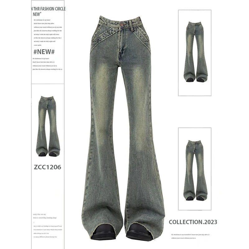 Low-Rise Flare Jeans - Y2K Japanese Streetwear Bell Bottoms for Women, Kpop Gyaru Aesthetic Denim Pants