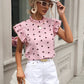 Chic Pink Chiffon Ruffle Blouse - Short Sleeve, Summer 2024