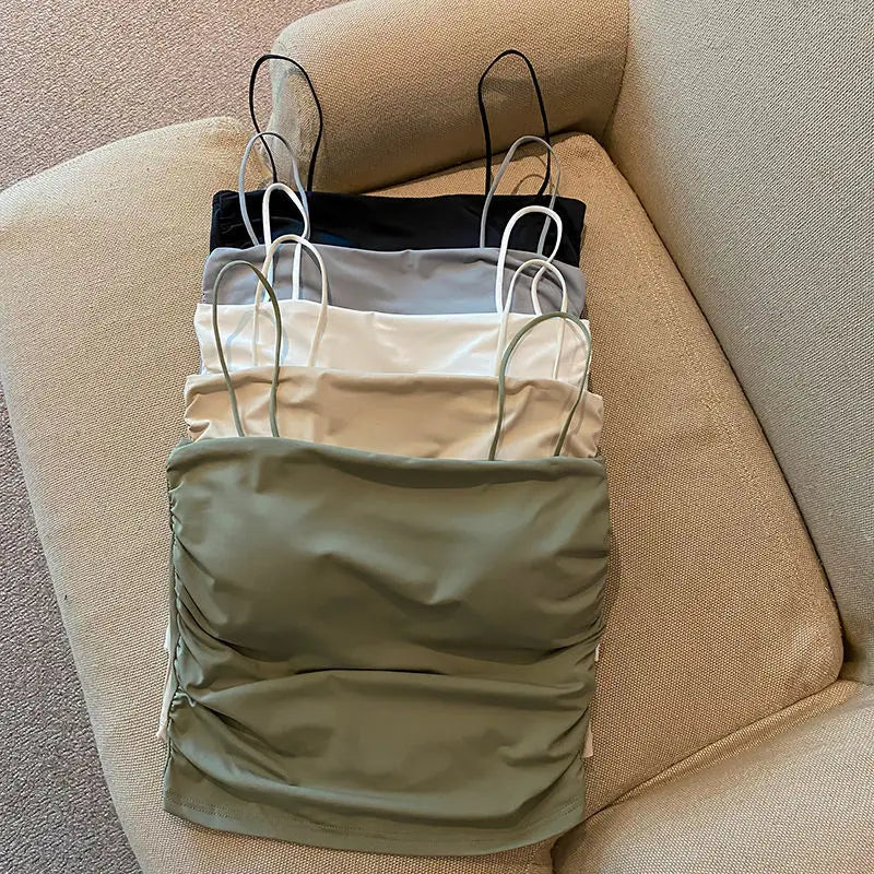 Ice Silk Padded Camisole - Stylish Backless Summer Top for Women