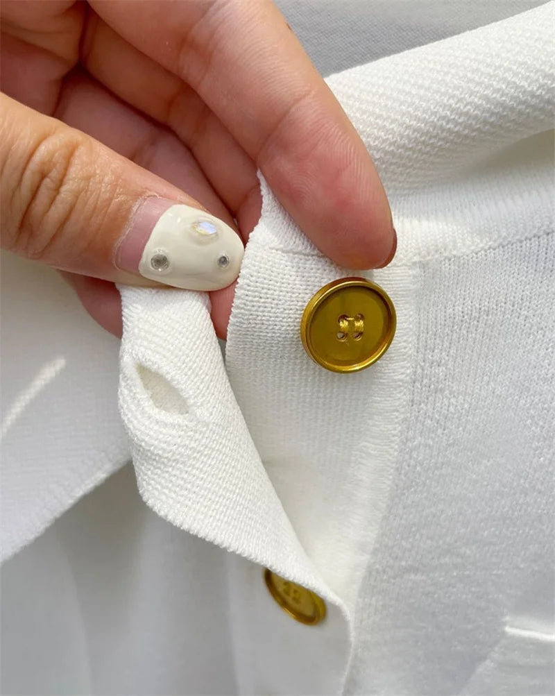 2024 Ice Silk Polo Top - Short Sleeve, Button Pocket Design