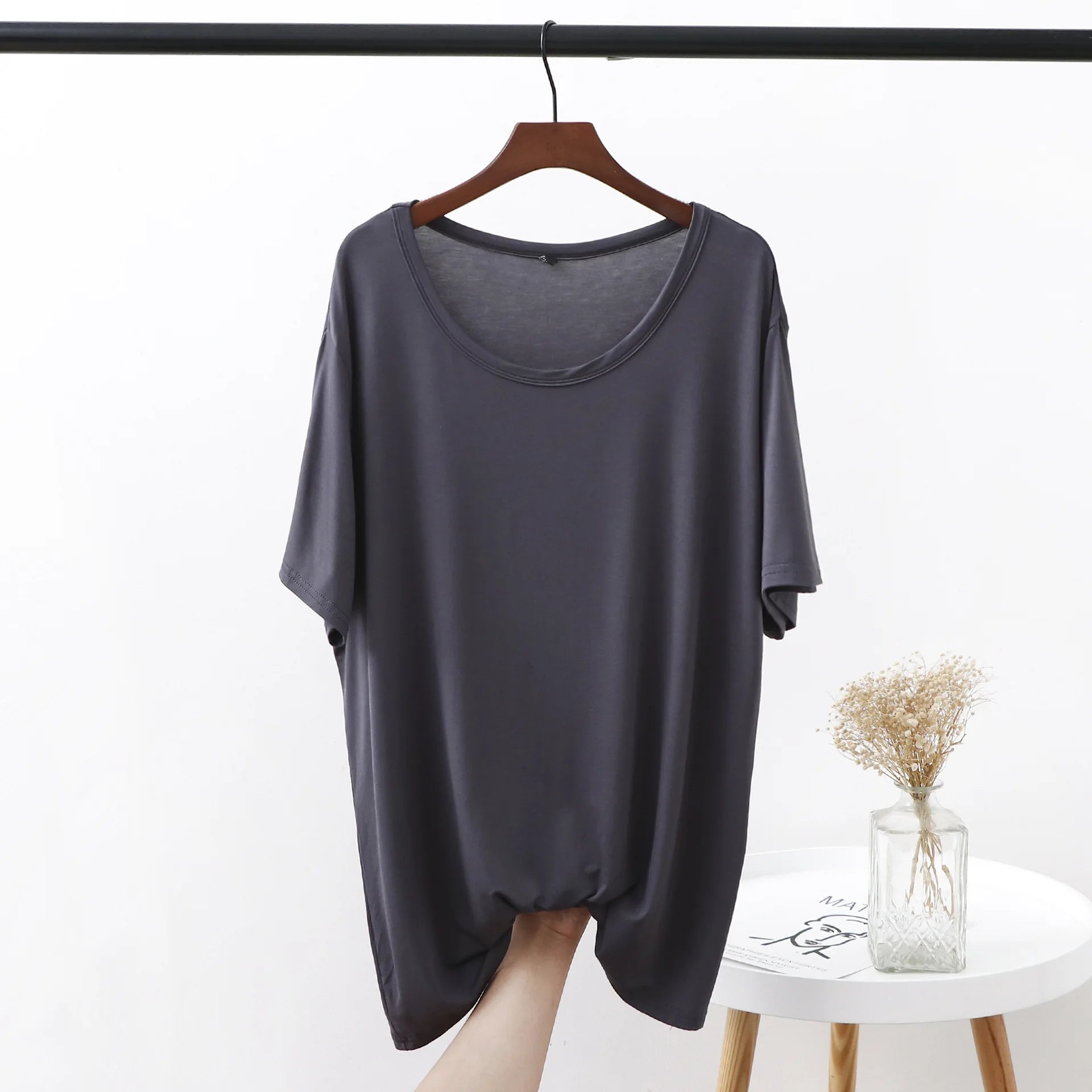 Plus Size Modal T-Shirt - Short Sleeve O-Neck Summer Top (XL-6XL)