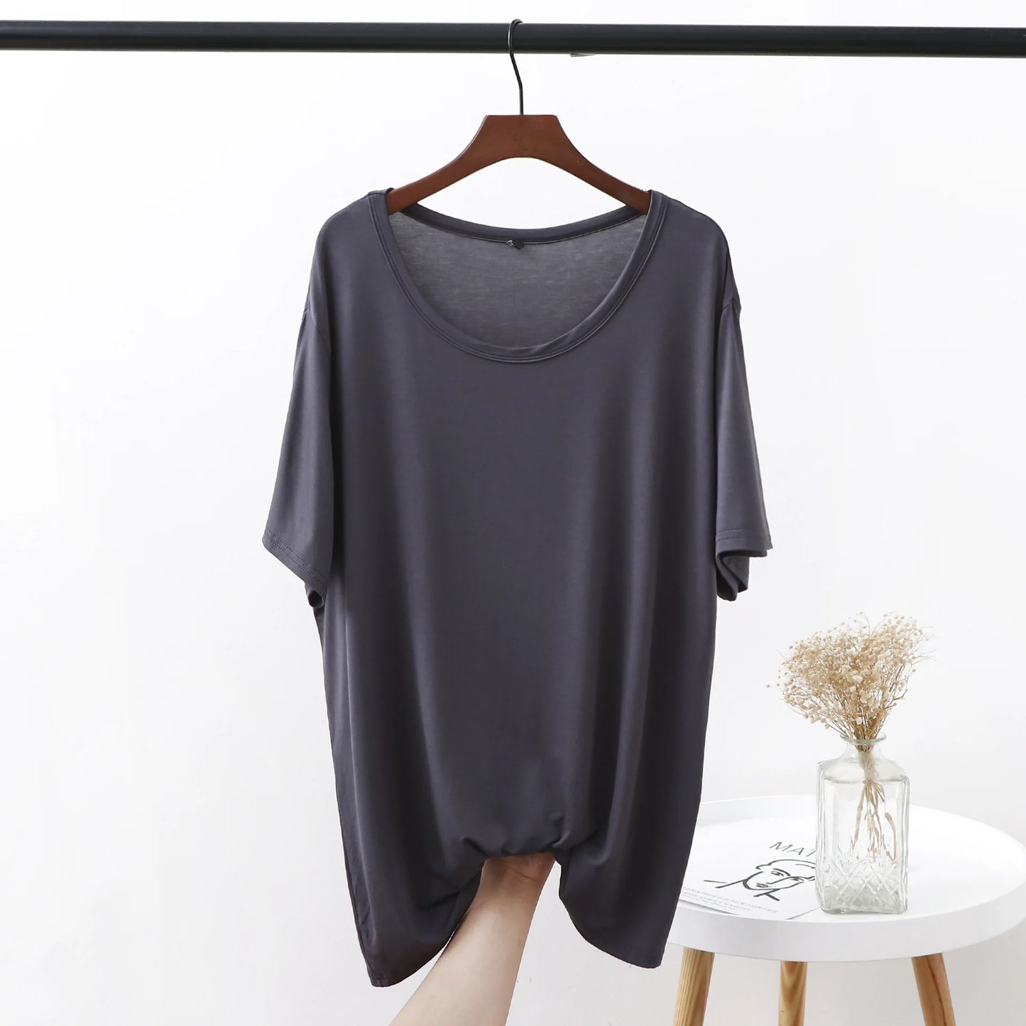 Plus Size Modal T-Shirt - Short Sleeve O-Neck Summer Top (XL-6XL)