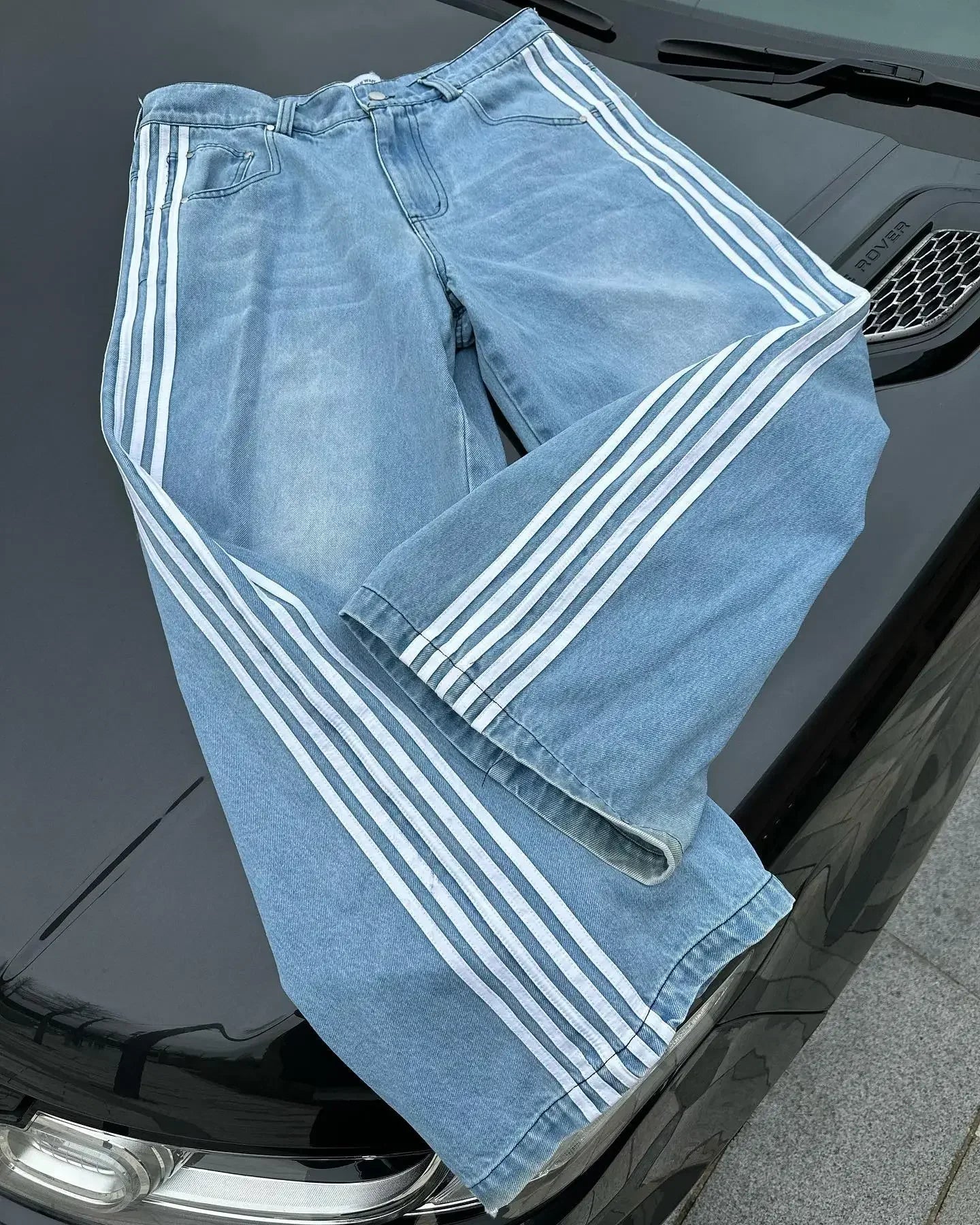 Y2K Striped Baggy Jeans - High-Waisted Gothic Hip-Hop Pants