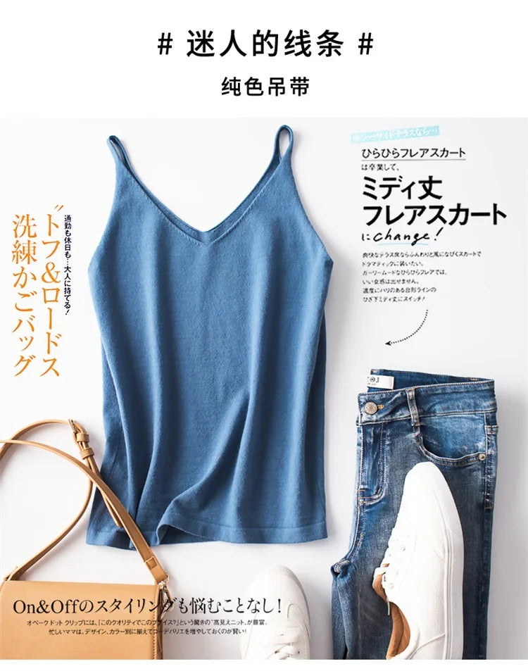 Cashmere Wool Camisole - V-Neck Knitted Base Vest (2023)