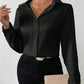 Elegant Long Sleeve Silk-Like Blouse - High-Quality Fashion