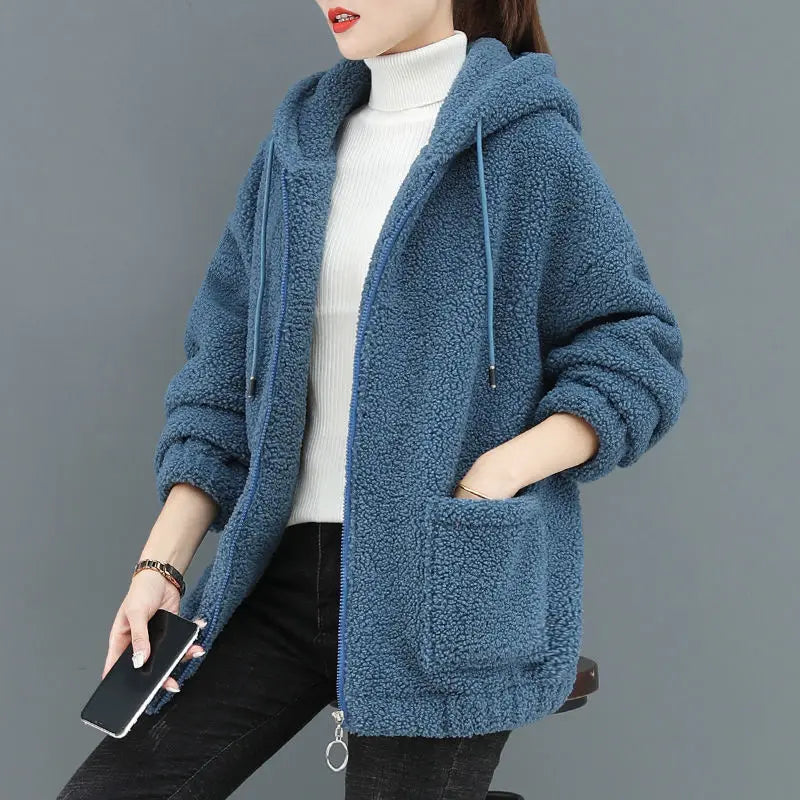 Thick Velvet Fleece Hoodie - Zipper Cardigan, Casual Winter Wear