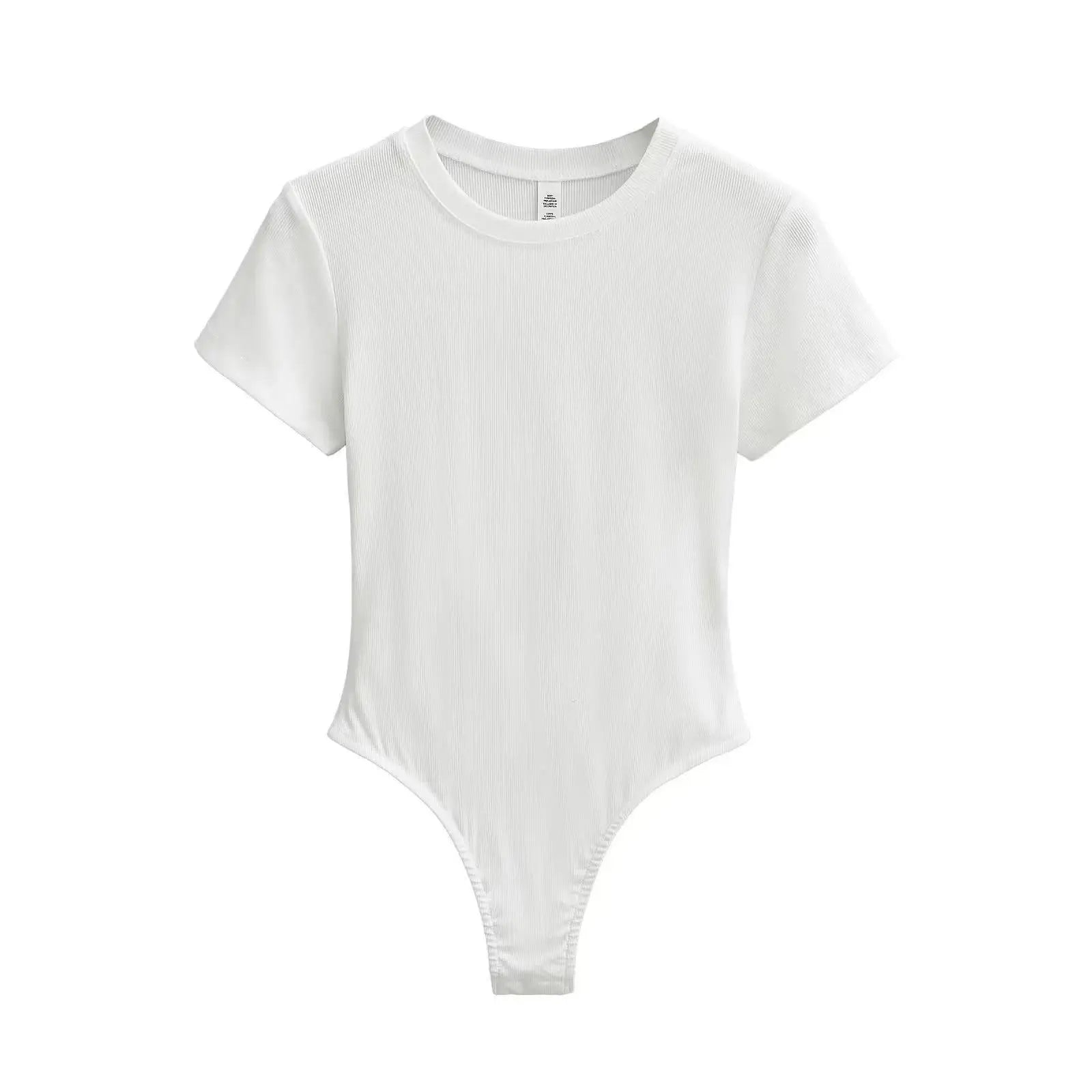 Stretchable Knit Bodysuit - Short Sleeve O-Neck Summer Basic (14 Colors)