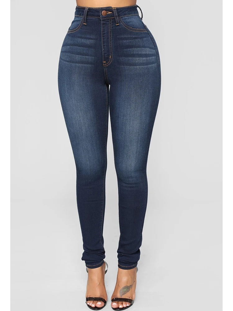 2024 Women Narrow Straight Leg Wrap Hips Skinny Jeans Lady High Waist Vintage Stretchy Pencil Long Pants  Casual Daily Trousers