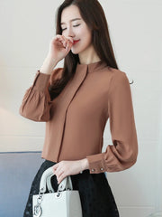 Chiffon Long Sleeve Blouse - Office Wear, Spring/Autumn 2024