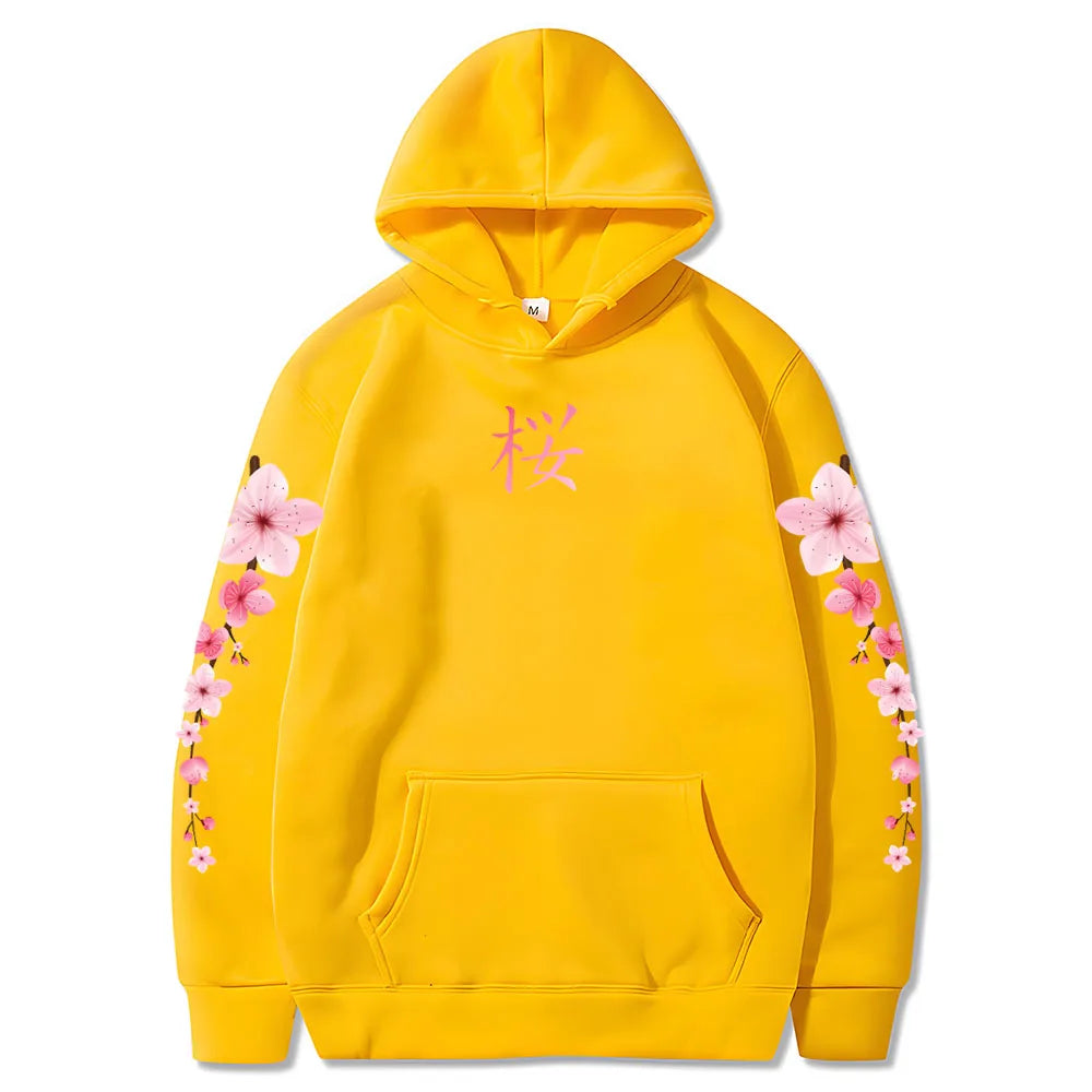 Sakura Graphic Hoodie - Unisex Winter Pullover with Pocket