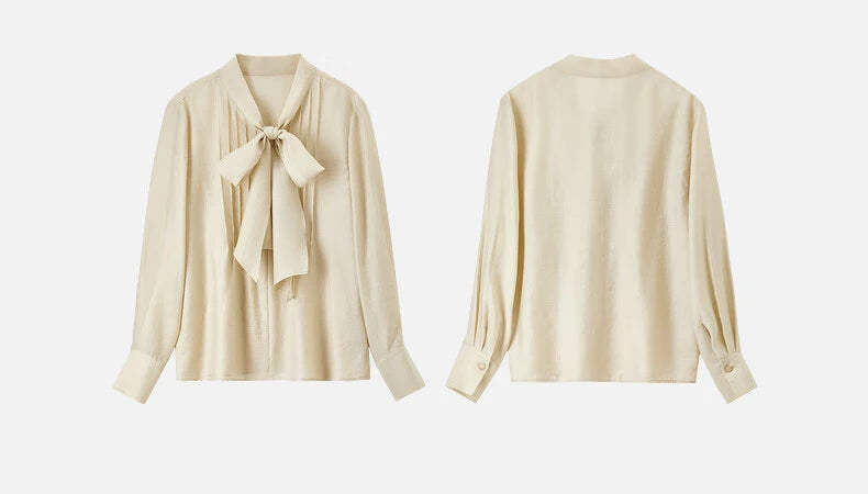 SENTUBILA Lyocell Lace-Up Blouse - Loose Fit Spring 2025 Office Shirt for Women