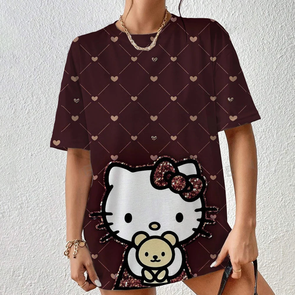 Hello Kitty Aesthetic T-Shirt - Short Sleeve Festival Streetwear