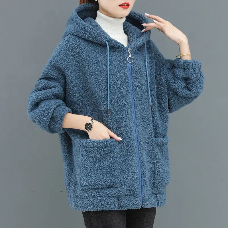 Thick Velvet Fleece Hoodie - Zipper Cardigan, Casual Winter Wear