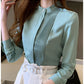 023 Chiffon Bow V-Neck Blouse - Long Sleeve Office Top