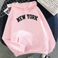 New York Letter Hoodie - Y2K Oversized Fleece Sweatshirt
