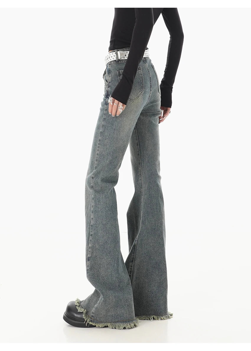 Low-Rise Flare Jeans - Y2K Japanese Streetwear Bell Bottoms for Women, Kpop Gyaru Aesthetic Denim Pants