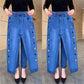 Winter Embroidered High-Waist Skinny Jeans - Stretch Elastic Denim Pants for Women (5XL)