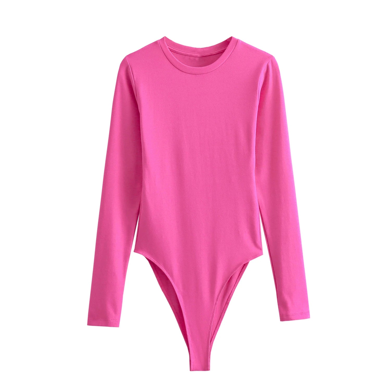 Long Sleeve Slim Jumpsuit - Casual Round Neck Bodysuit for Women