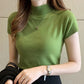 2024 Summer Turtleneck Knit Blouse - Short Sleeve