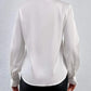 White Ruffled Lapel Blouse - Long Sleeve, Office Chic