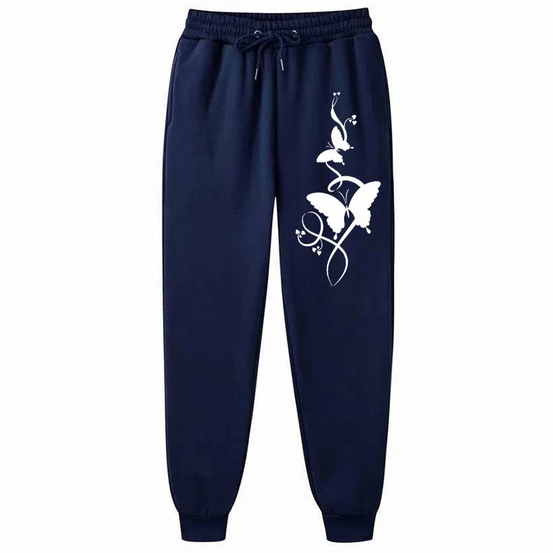 Trendy Hip Hop Sweatpants – Casual Print, Drawstring Waist, Versatile Trousers with Pockets