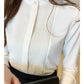 023 Chiffon Bow V-Neck Blouse - Long Sleeve Office Top