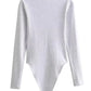 Long Sleeve Slim Jumpsuit - Casual Round Neck Bodysuit for Women