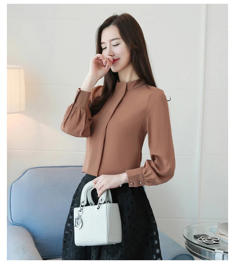 Chiffon Long Sleeve Blouse - Office Wear, Spring/Autumn 2024