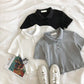 Youthful Knit Polo Crop Top - Short Sleeve