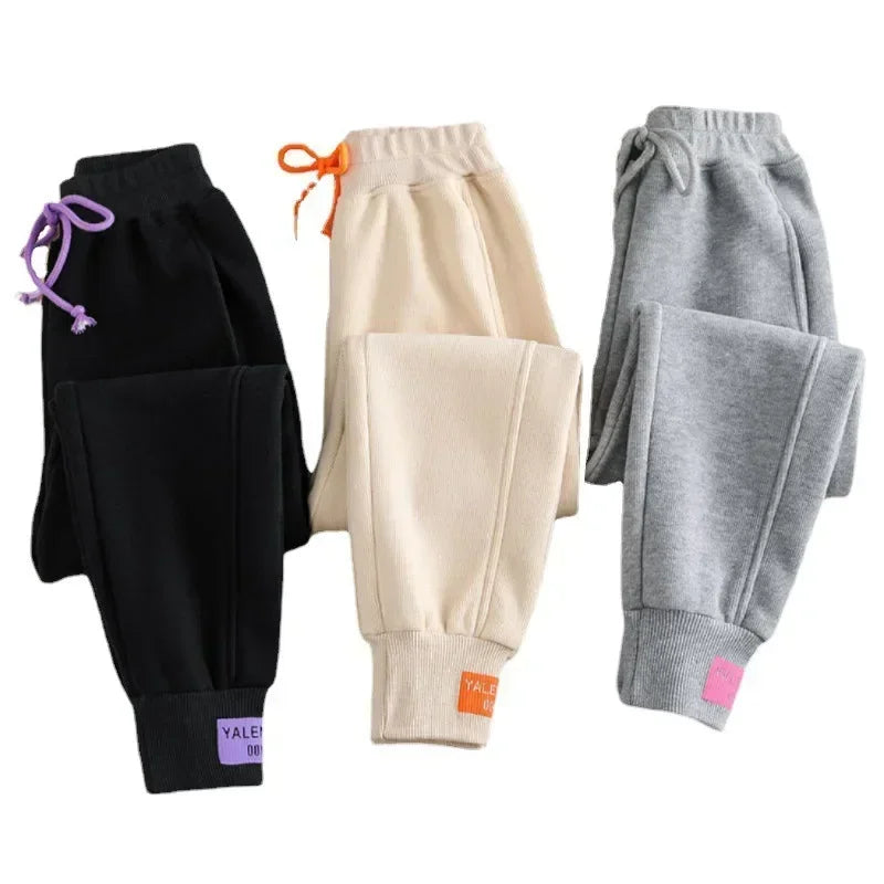 Oversized Gray Sweatpants - Baggy Winter Thick Joggers for Women, Streetwear Sports Trousers