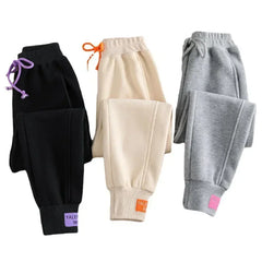 Oversized Gray Sweatpants - Baggy Winter Thick Joggers for Women, Streetwear Sports Trousers