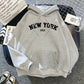 New York Letter Hoodie - Y2K Oversized Fleece Sweatshirt