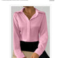 Elegant Long Sleeve Silk-Like Blouse - High-Quality Fashion