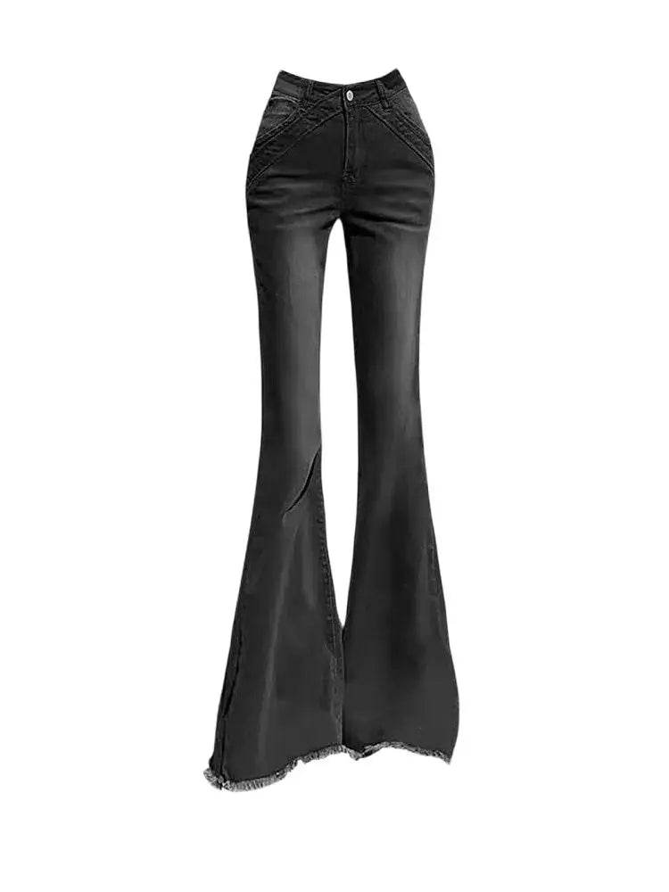 Low-Rise Flare Jeans - Y2K Japanese Streetwear Bell Bottoms for Women, Kpop Gyaru Aesthetic Denim Pants