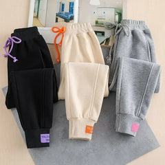 Oversized Gray Sweatpants - Baggy Winter Thick Joggers for Women, Streetwear Sports Trousers
