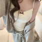 Lace Bow Corset Camisole - Sleeveless Slim Crop Top with Chest Pad for Summer Elegance