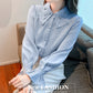 Elegant Chiffon Long Sleeve Blouse - White, Korean Office Style 2025