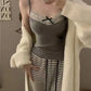 Lace Bow Corset Camisole - Sleeveless Slim Crop Top with Chest Pad for Summer Elegance