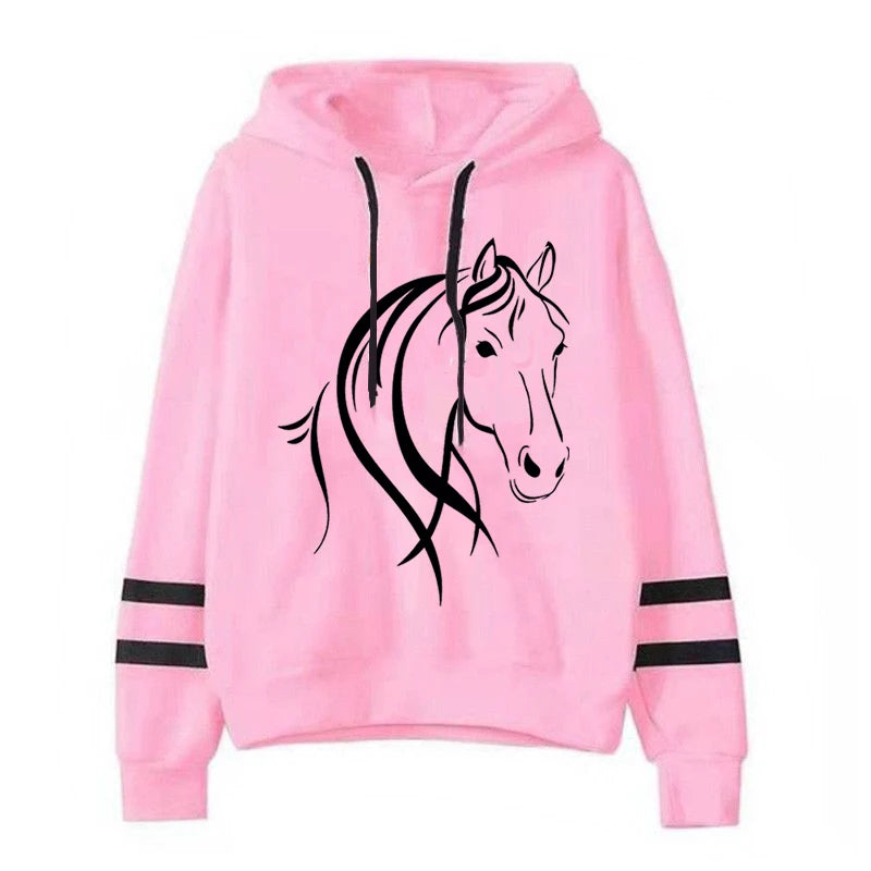Horse Graphic Sweatshirt - Long Sleeve Casual Pullover