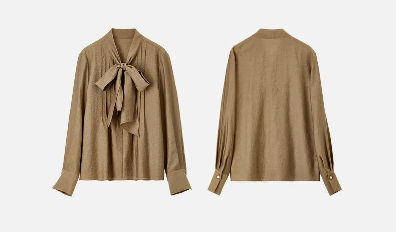 SENTUBILA Lyocell Lace-Up Blouse - Loose Fit Spring 2025 Office Shirt for Women