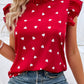 Chic Pink Chiffon Ruffle Blouse - Short Sleeve, Summer 2024