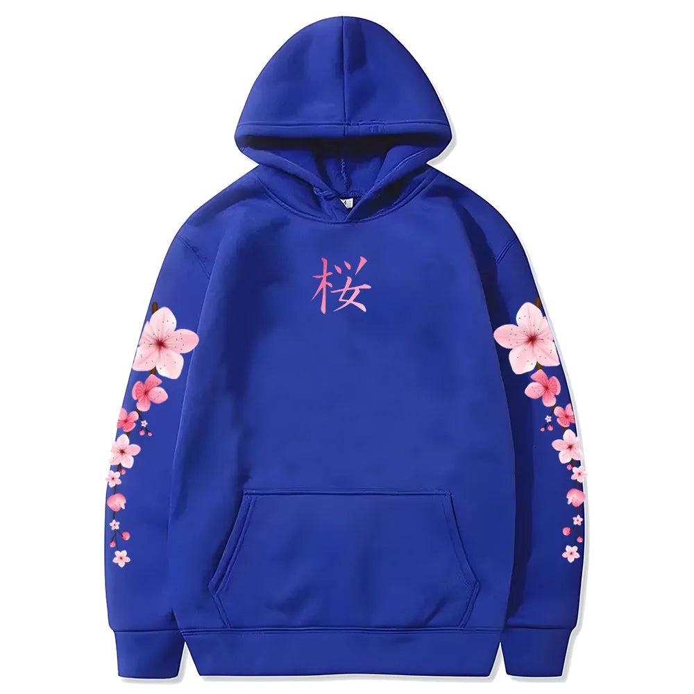 Sakura Graphic Hoodie - Unisex Winter Pullover with Pocket