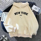 New York Letter Hoodie - Y2K Oversized Fleece Sweatshirt