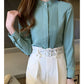 023 Chiffon Bow V-Neck Blouse - Long Sleeve Office Top
